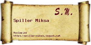 Spiller Miksa névjegykártya